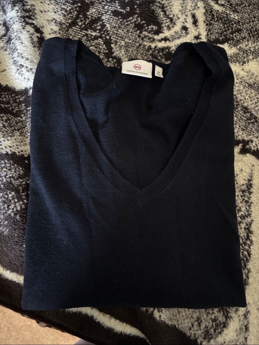 Ag Adriano Goldschmied Black V-Neck Knit Top